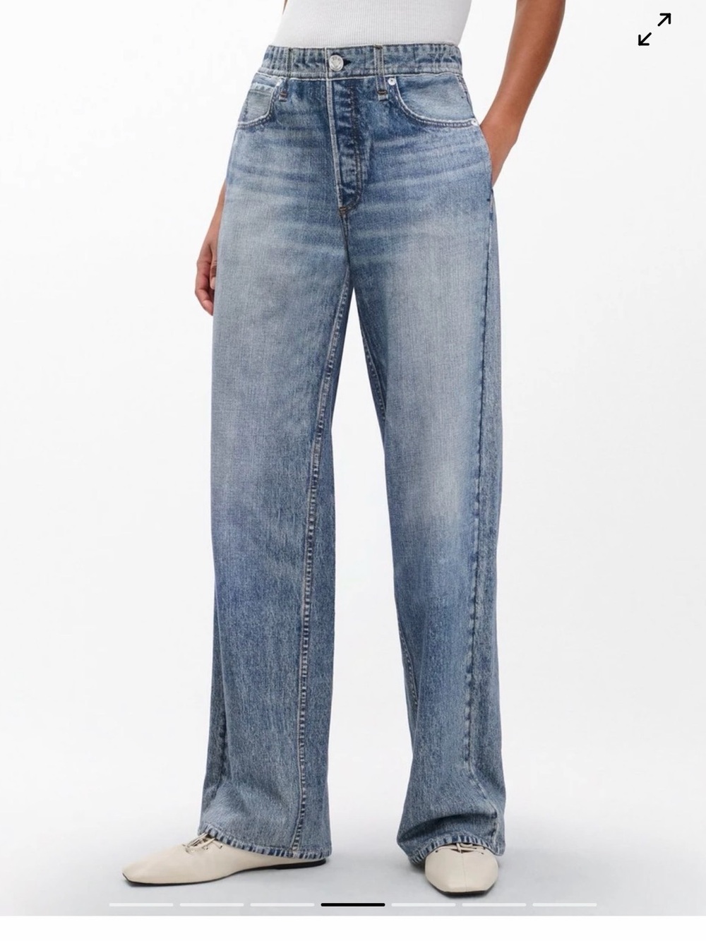 rag & bone Two-Tone Blue Wide-Leg Jeans - Picture 2 of 3
